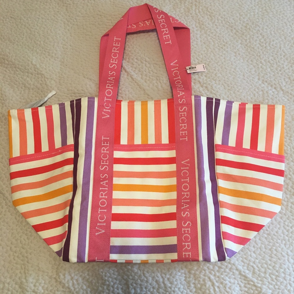 X NEW Victoria's Secret Canvas Beach tote